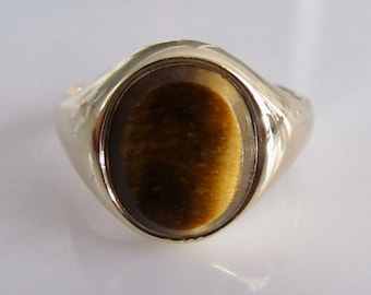 Vintage 9 karat guld Tigeröga Signetring