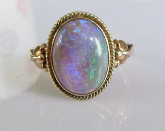 Large 14ct Gold Oval Opal Doublet Ring