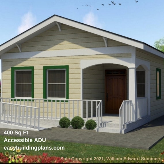 Wheelchair Accessible, 400 Square Foot, 1-bedroom, ADU Plans