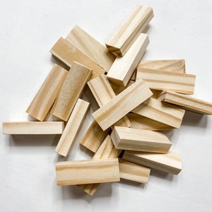 108 pcs Unfinished Wood Blocks Natural Mini Crafting Pine Wood Blocks 1.7/8&quot; x 5/8&quot; x 3/8&quot; in storage box