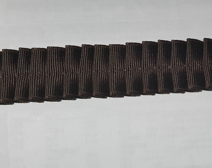 Box Pleated Grossgrain Ribbon Trim Dark Brown by the Yard