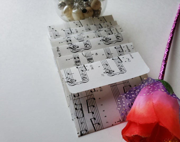 Music Notes Tiny Envelopes Lot with Blank White Card