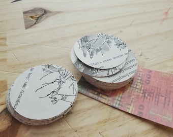 Vintage Book Page Circles: Upcycled Craft Ephemera - 100 Count
