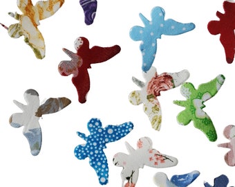 Cotton Fabric Butterfly Stickers: Peel and Stick Applique, Set of 20