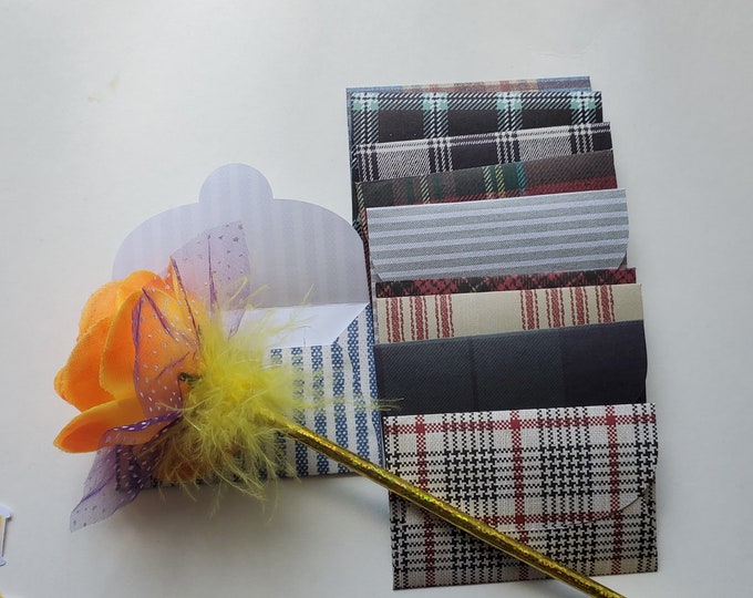 Plaid & Stripe Mini Envelopes: Tuck-in Gift Card Holders with Blank Cards