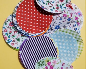 Lot of 30 Fabric Circles Yo Yo Circles Suffolk Puff Fabric Circles