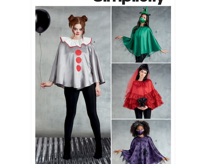 Simplicity Sewing Pattern S9350 Misses' Poncho Costumes and Face Masks
