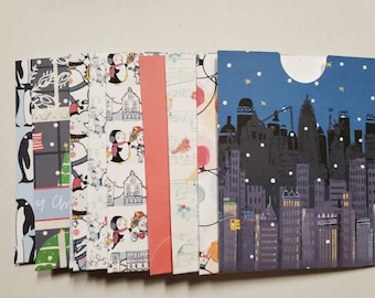 Holiday Handmade Deep Journal Library Pockets for Scrapbooks, Classrooms and Journals Lot of 10