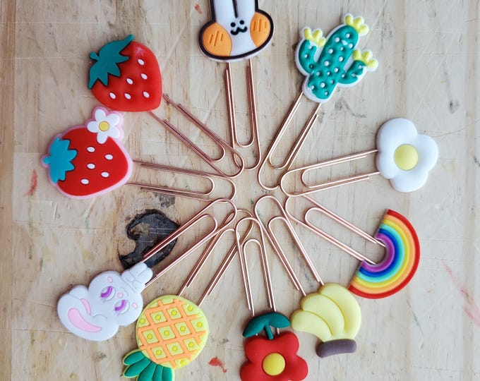 Set of 10 Kawaii Handmade Jumbo Paperclip Bookmarks – Perfect Gifts for Teachers, Weddings, Booklovers, Honor Rolls, Birthdays, Christmas
