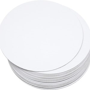 Círculos de cartón blanco troquelados, círculos de cartón troquelados, sin ácido, perfectos para adornos y dibujos, varios diámetros, 0,7 mm de grosor