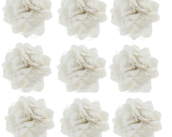 Lace and Canvas Flowers: Shabby Chic Wedding Embellishments (Set of 10)