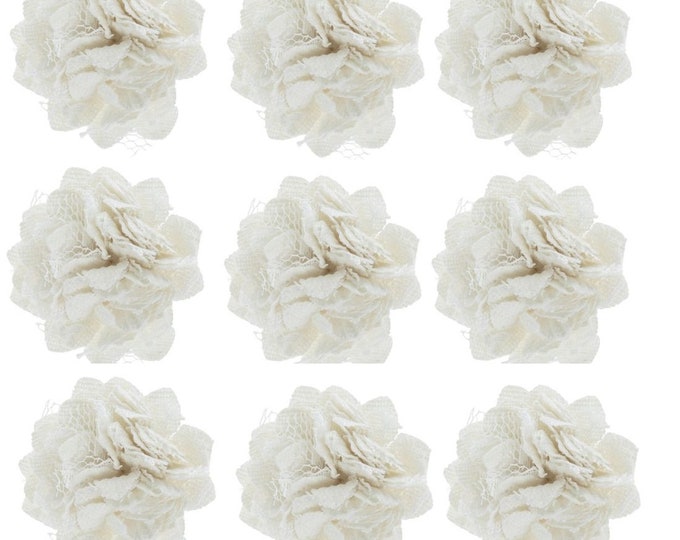 Lace and Canvas Flowers: Shabby Chic Wedding Embellishments (Set of 10)