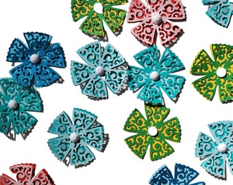 Die Cut Contrasting Colors Flowers on Acid Free Cardstock, Lot of 25 flowers