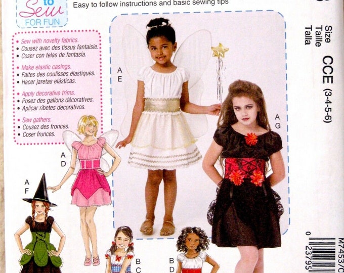 McCall's M7453 Children's/Girls' Fairy, Witch, Pirate, Angel and Character Costumes Size CHJ (7-8-10-12-14)