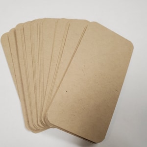 Etiquetas para planificador de tarjetas de diario, adornos para álbumes de recortes, papel kraft grande de 80 lb (2 x 4 pulgadas), juego de 50