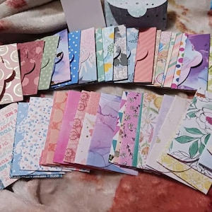 Mixed Lot Small Tuck-in Envelopes with Blank White Cards Closes by tucking in Tab