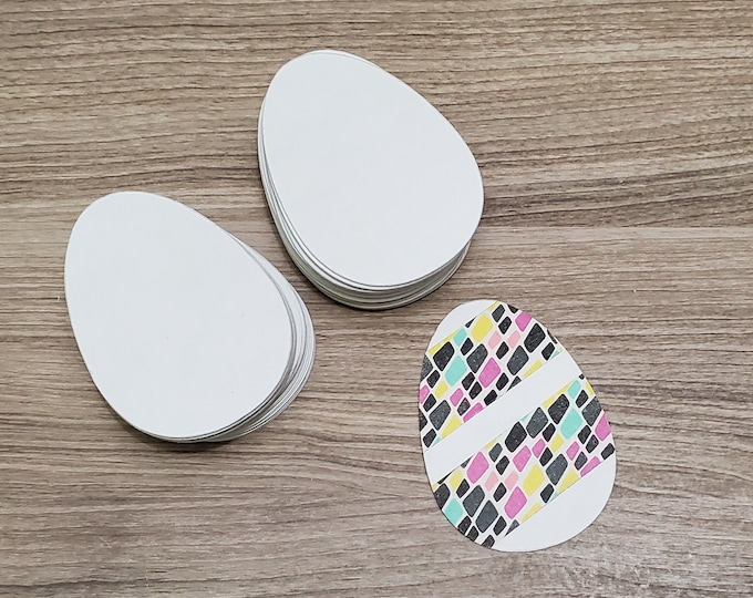 Bulk Easter Eggs Die Cuts - 20 pcs - Paper Shapes White Chipboard Cutouts
