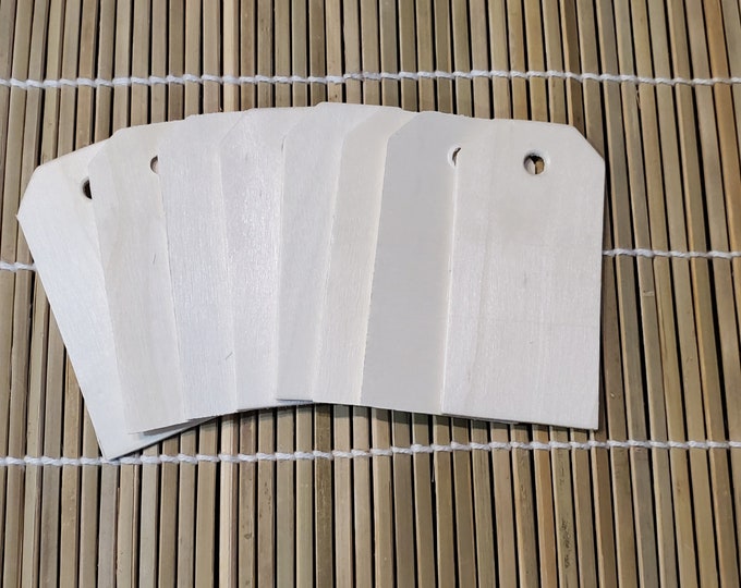 Blank Wood Gift Tags with Silver Cord - Set of 20