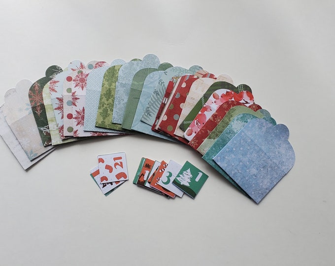 Mini Tuck-in Christmas Advent Envelopes 2.25 inches wide by 1.5 inches long