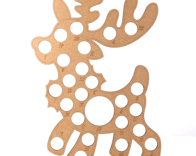 NOS Reuseable Wooden Christmas Advent Calendar Reindeer Decoration Fits 25 Circular Chocolates Candy Stand Rack