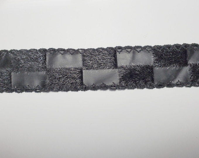Checkered Faux Fur Faux Leather Trim by the Yard