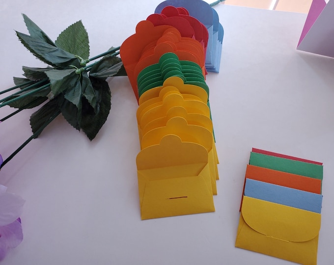 Handmade Mini Tuck-in Envelopes: Solid Colors, Small Notes (Lot of 20)