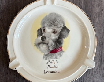 Vintage Advertising Ceramic Ashtray from Polly’s Poodle Grooming