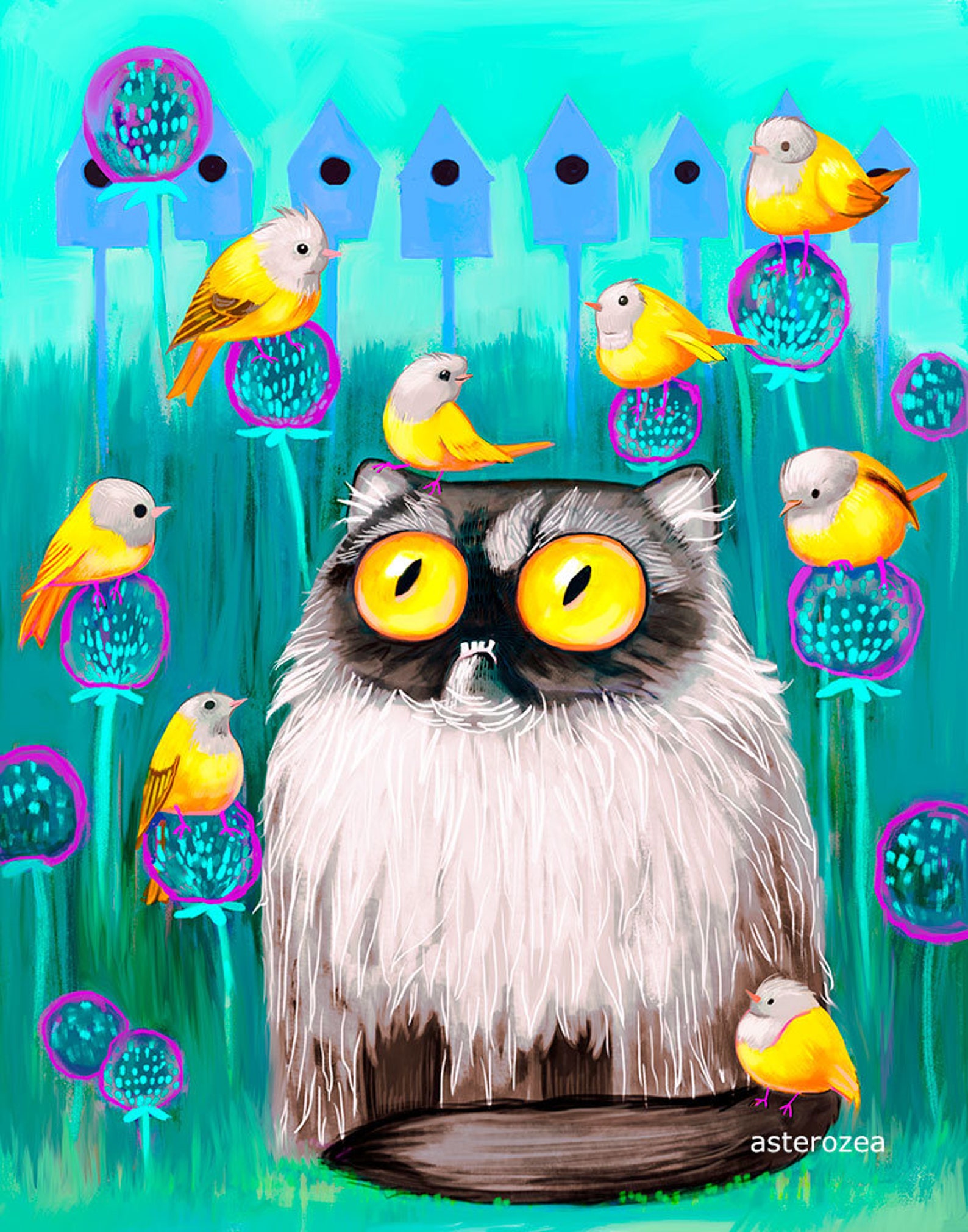 Persian Cat Wall Art Print Cat Art Funny Cat Pet Portrait Etsy