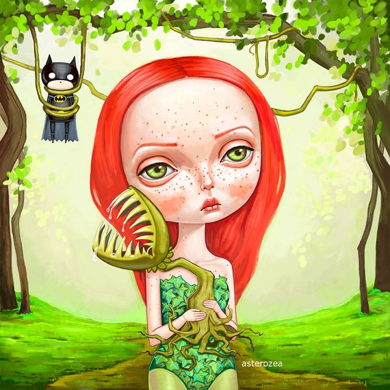 Poison Ivy Wall Art Print - Pop Surrealism, Big Eyes Girl, Comic