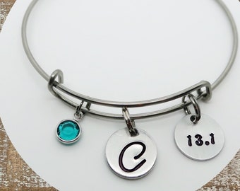 Running Gifts | Half Marathon gift | Runner gifts for women | Personalized Hand stamped 13.1 half marathon bracelet