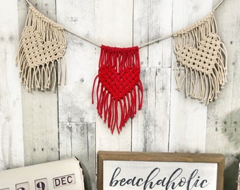 Valentines Day Decor | Macrame Heart Banner | Valentine Decoration | Valentines Banner | Valentines Garland | Heart Decor