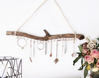 Macrame Driftwood Jewelry Organizer | Beachy Decor | Boho Decor | Nautical | Necklace Holder | Necklace Organizer