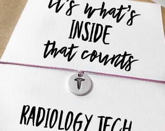 Radiology tech Gift | Hand stamped wax string bracelet | rad tech gifts | radiology gifts