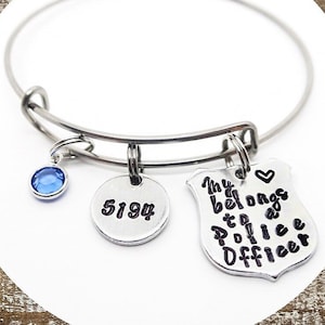 Police wife bracelet | Police Girlfriend | Personalized Hand Stamped Badge Bracelet