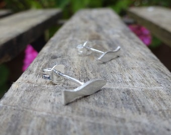 Sterling silver tiny fish stud earrings
