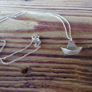 Sterling silver paper boat pendant