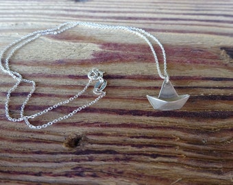 Sterling silver paper boat pendant