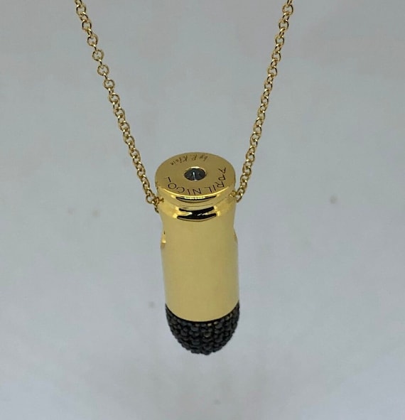 RKlein Exclusive Designer 9MM Replica Bullet Pendant Necklace  Design Pave Set Black Spinels our Culet up Black Diamond - Main Image