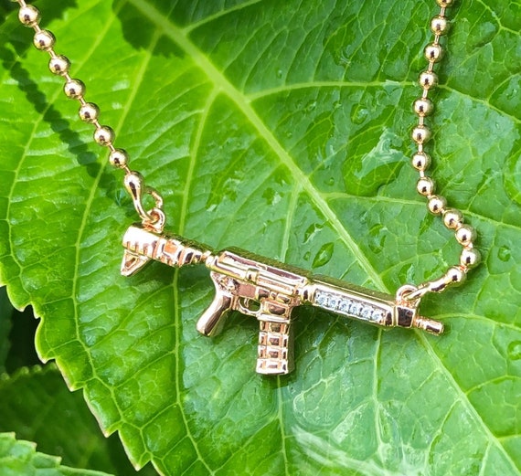 Rklein Design AR 15 Necklace Sterling Silver With 18kt Rose Gold Plating 1 1 4 Version With 6 Genuine Diamond Cut White Zircon Etsy