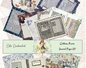 William Morris Journal Pages Kit Junk Journal Background Pages Cover Pages