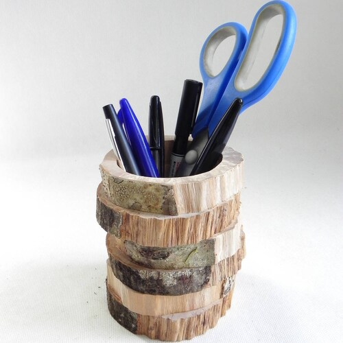 Natural Solid Wood Pencil Pot Made Entirely of Handmade Etsy