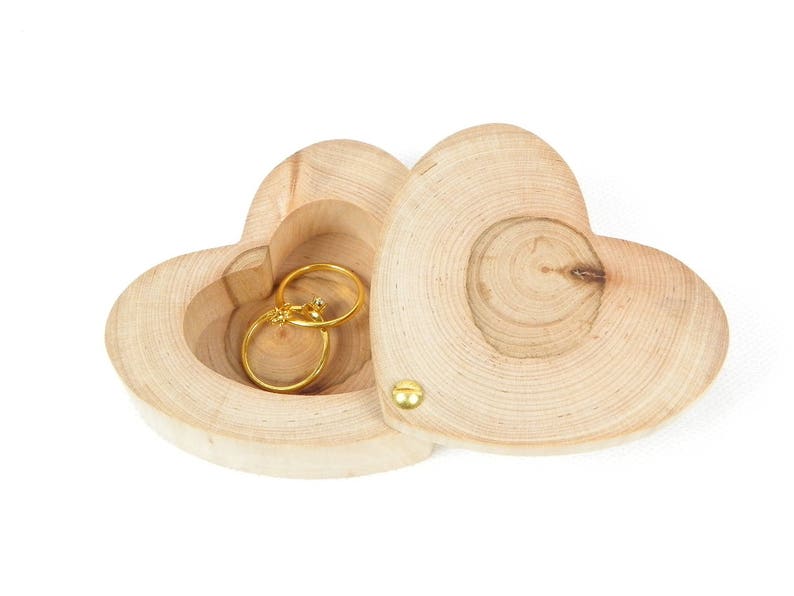 Personalized ring bearer box wooden hand made heart shaped ring bearer box holder heart wood
