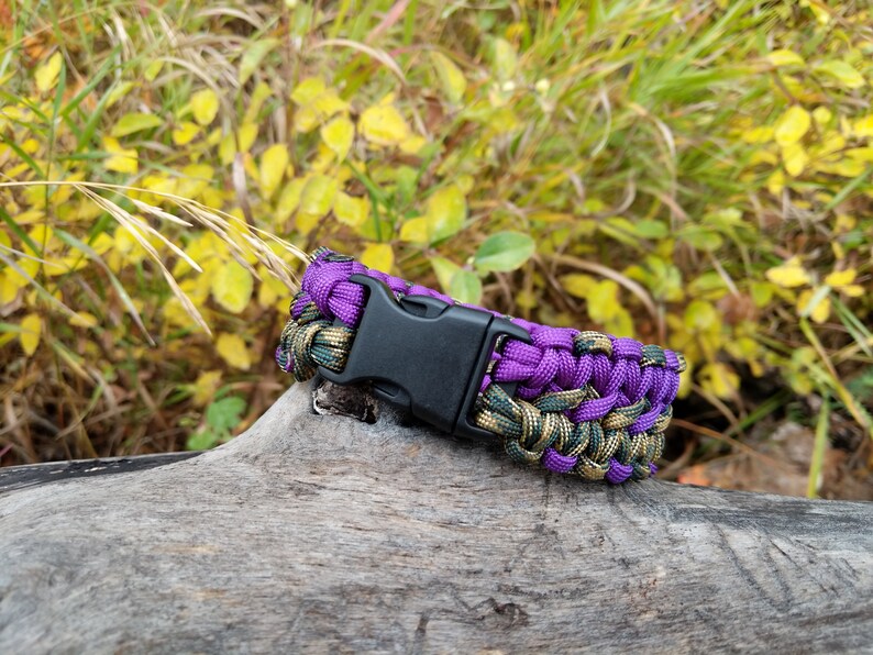550 Paracord Survival Bracelet Cobra White//Purple Camo Camping Military Tactical