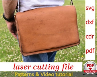 Leather laptop bag 16",Messenger bag, Shoulder Bag, Laser cutting files svg, dxf, cdr, pdf