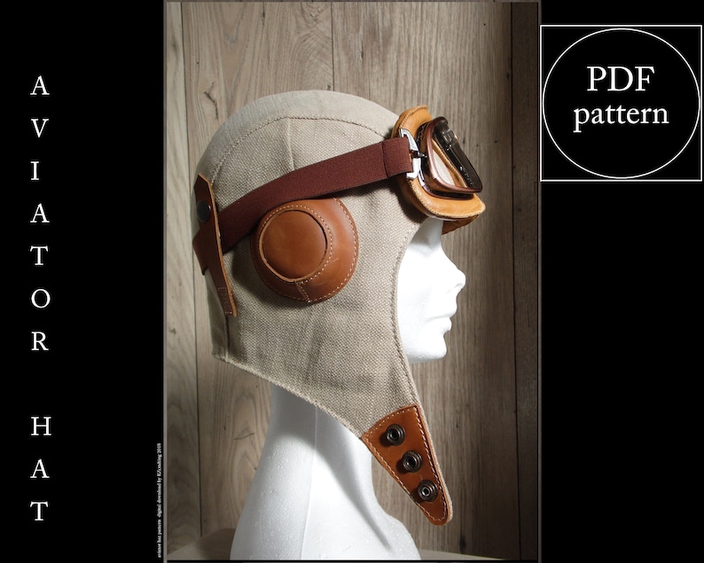 Steampunk Style Inspired Aviator hat Digital Pattern Download image 1