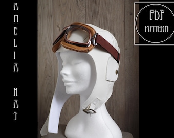 Amelia Earhart's Aviator Hat, Digital PDF Pattern, Sewing Tutorial