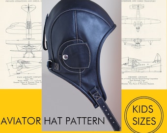 Steampunk Style Aviator Hat, Kids Sizes, Digital PDF Pattern, Sewing Pattern