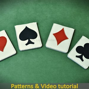 Fundas para tarjetas "Cara de póquer" 4x patrón PDF, billetera de cuero, tarjetero, billetera, bricolaje