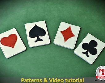 Card sleeves "Poker face" 4x PDF pattern, leather wallet, card holder, wallet, DIY