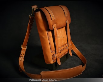 Leather Satchel Messenger Bag Sewing Pattern, Adjustable Strap (Digital PDF)